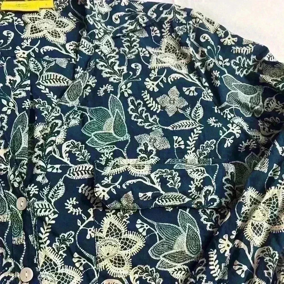 Roller Rabbit 100% Cotton Embroidered Tunic Shift Top Pockets| Teal & Cream S - Picture 5 of 9